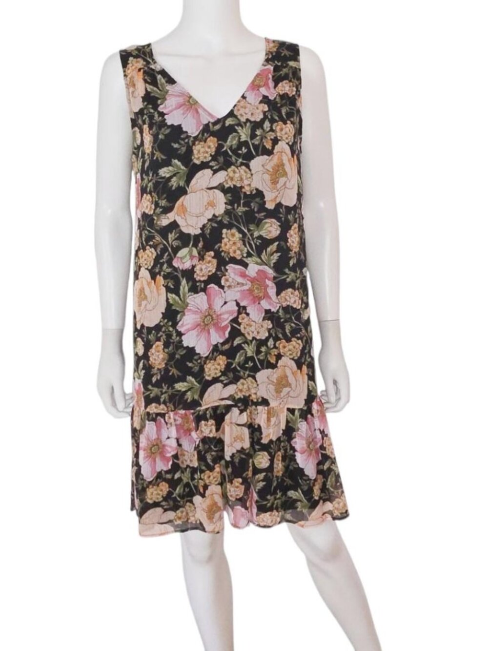 Rose & Olive Floral Sleeveless Drop Waist Dress